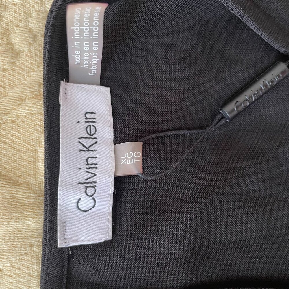 NWT Calvin Klein black sleevless w/b&w tie waist - Picture 9 of 11